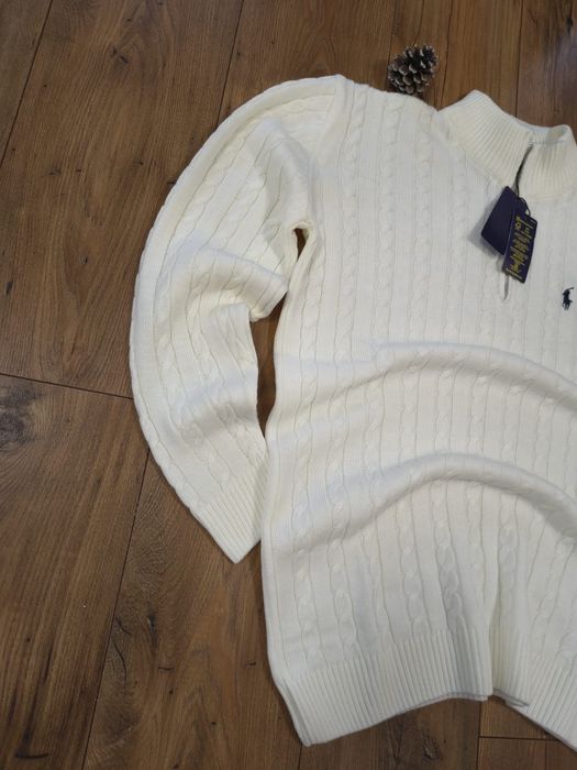 Pulover clasic, half Zipper, cable knit, RL