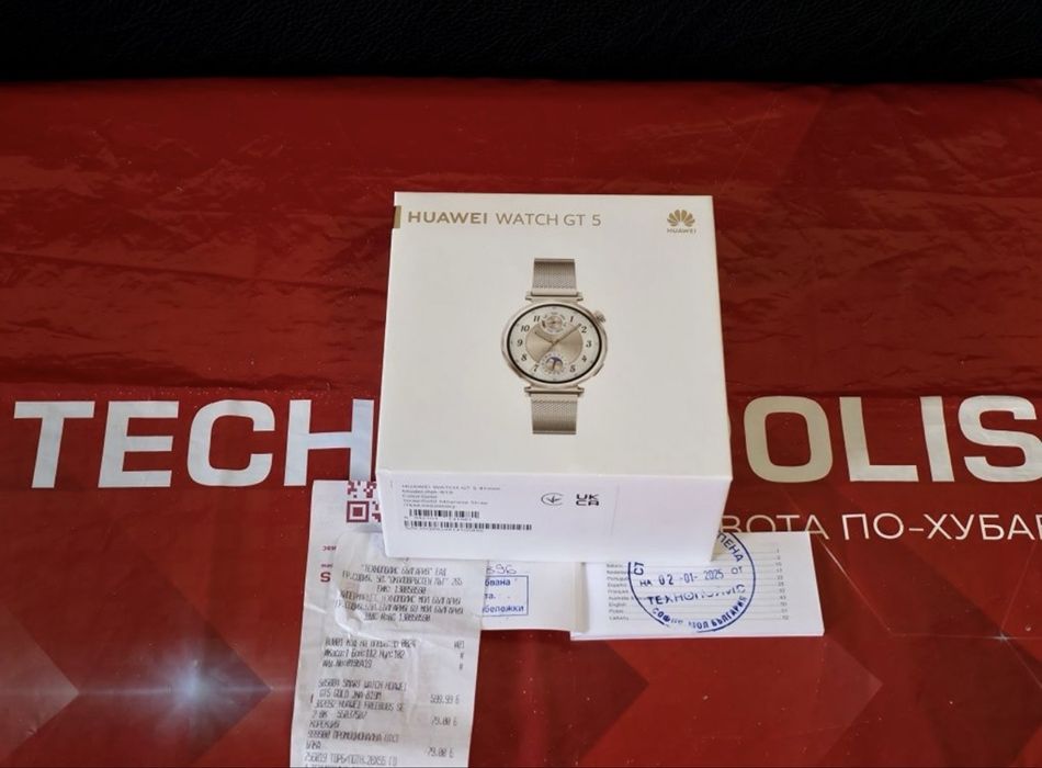 КАТО НОВ 41mm Huawei watch GT 5 Технополис Гаранция 2027г. GOLD GT5