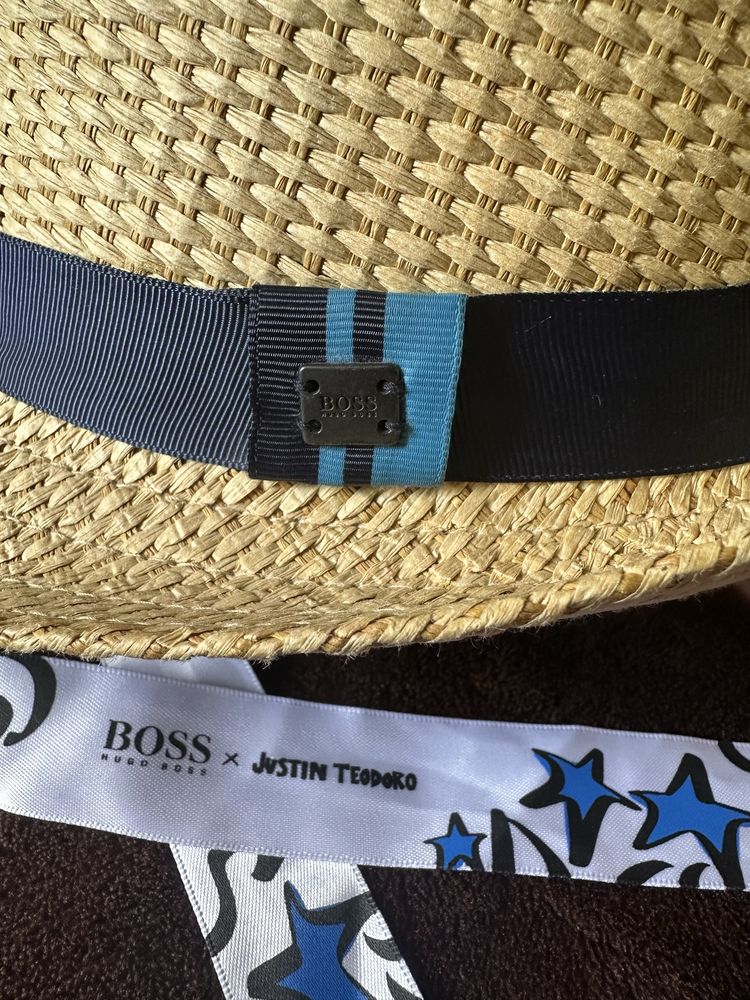Оригинална шапка от рафия Boss Hugo Boss +подарък Zara коланче