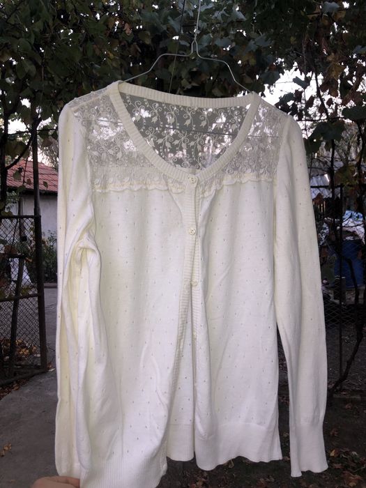 Cardigan alb din tricot