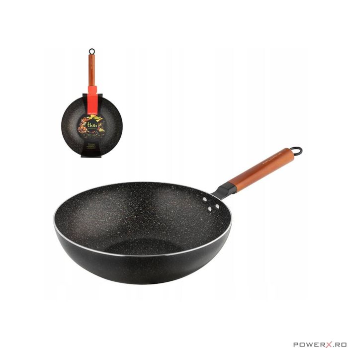 Tigaie din aluminiu Wok Florina Thai 30 cm, Negru