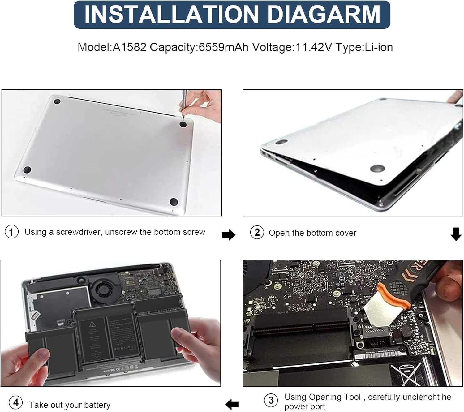 Aryee Батерия A1582 A1502 за MacBook Pro Retina 13 инча