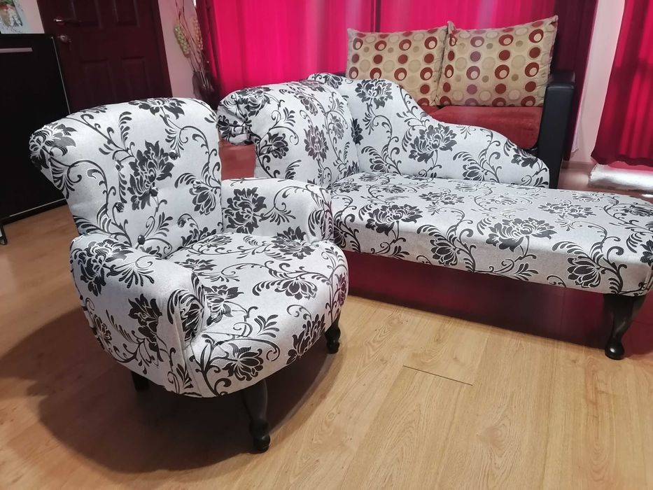 Ретро диван  - лежанка и фотьойл