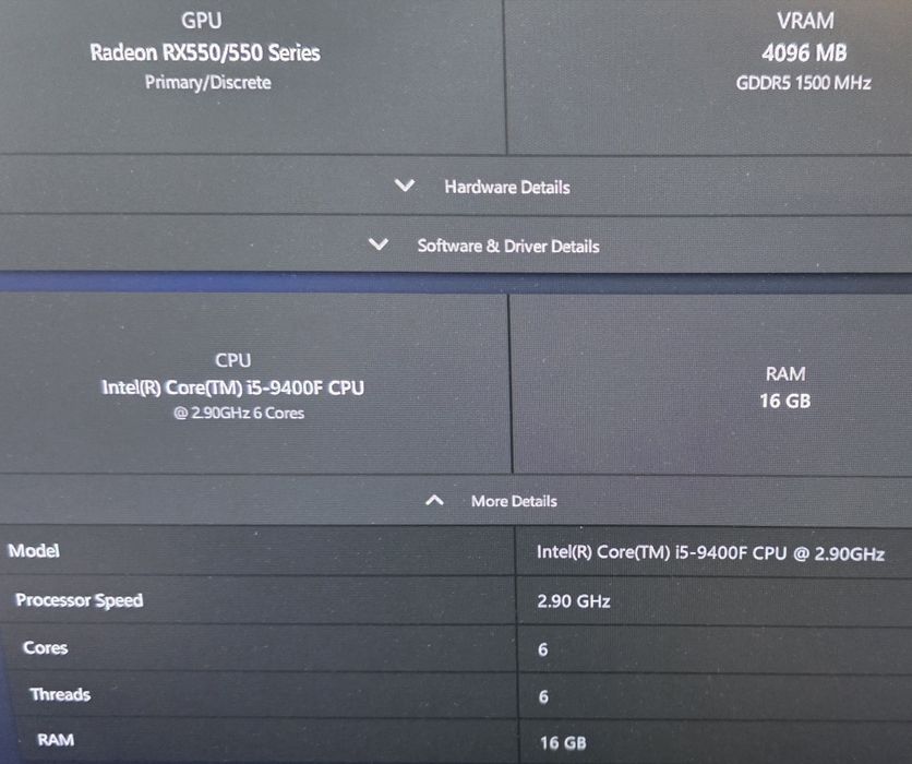 Pc gaming jocuri i5 9400 16GB RX 550 4GB NVMe 256GB si HDD