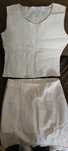 Costum dama de vara, din bumbac brodat, marimea 48 (XL), roz , NOU