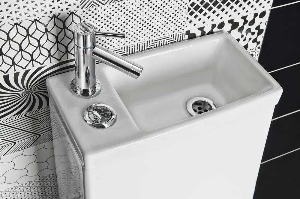 Aqualine HYGIE - WC monobloc cu lavoar mic, DualFlush, alb PB104W