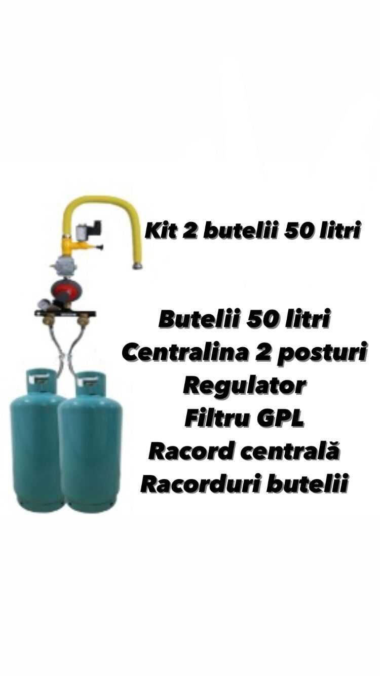 Kit 2 butelii GPL 50 Litri, butan/propan/centrala