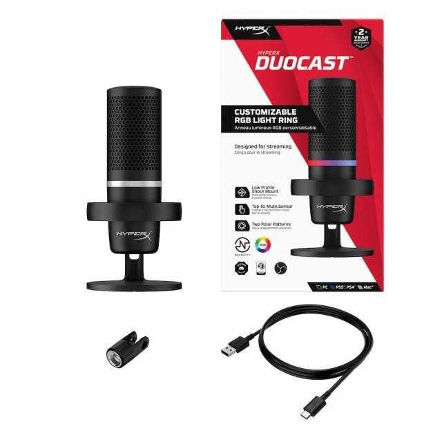 Microfon HyperX DuoCast, USB, RGB, cardioid,negru,sigilat