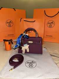 Geanta Hermes Kelly 19cm Mov Piele naturala 100%/Punga Hermes