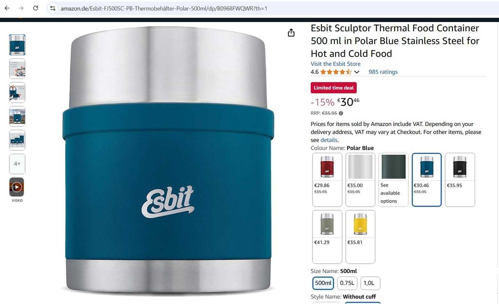 Termos alimente Esbit Sculptor 500 ml din oțel inoxidabil