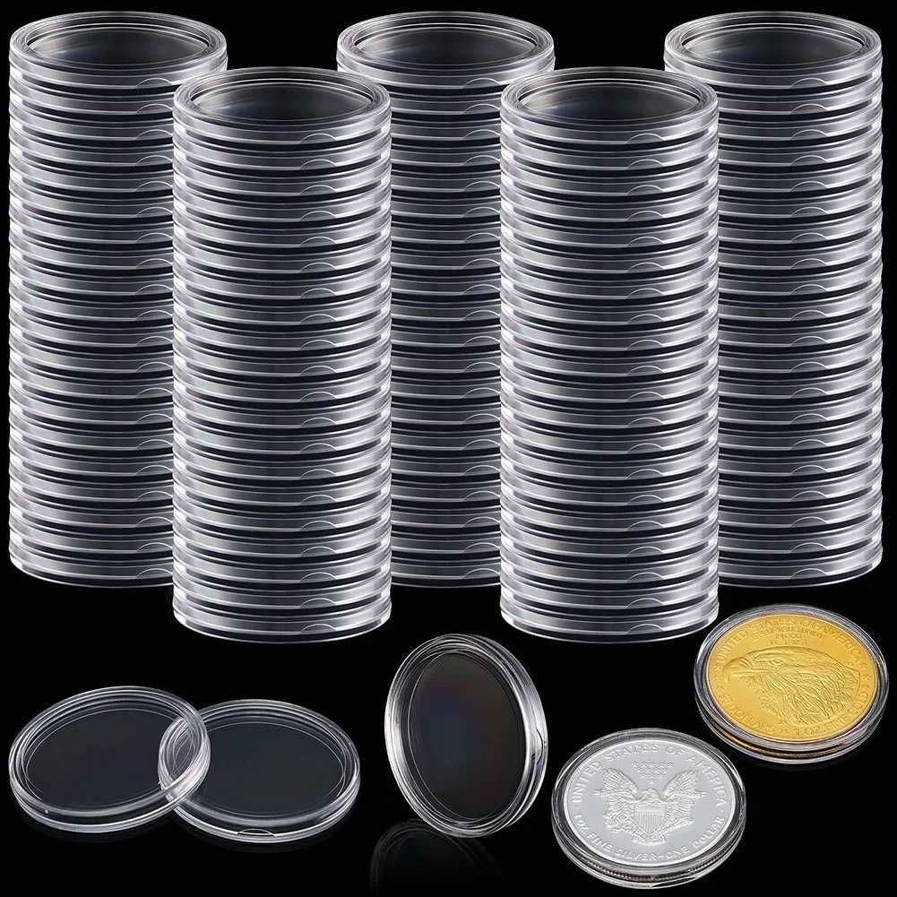 100 Capsule monede cu spuma de protectie/5 dimensiuni 17/20/25/27/30mm