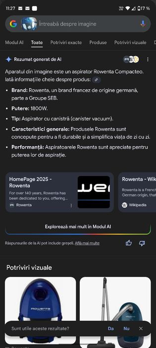 Aspirator Rowenta 1800w,3L,cu sac