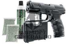 Set/Pachet Pistol Airsoft Walther PPQ Blowback GreenGas