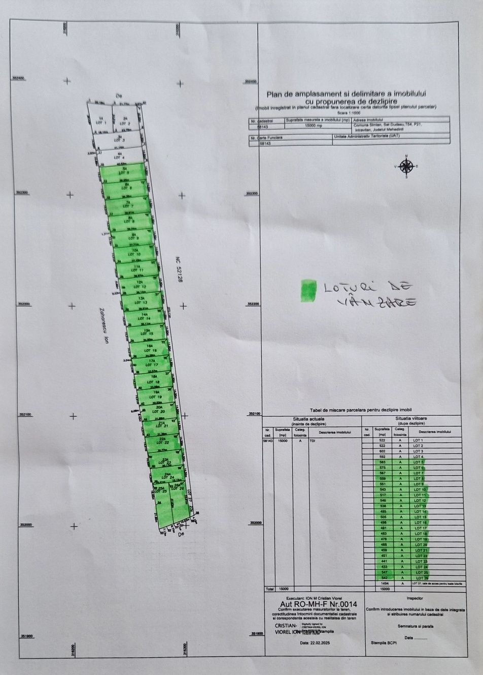 Parcele de teren intravilan construibil zona foarte buna