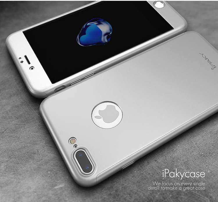 Husa 360º iPaky pentru iPhone 7 PLUS cu folie de protectie - Silver