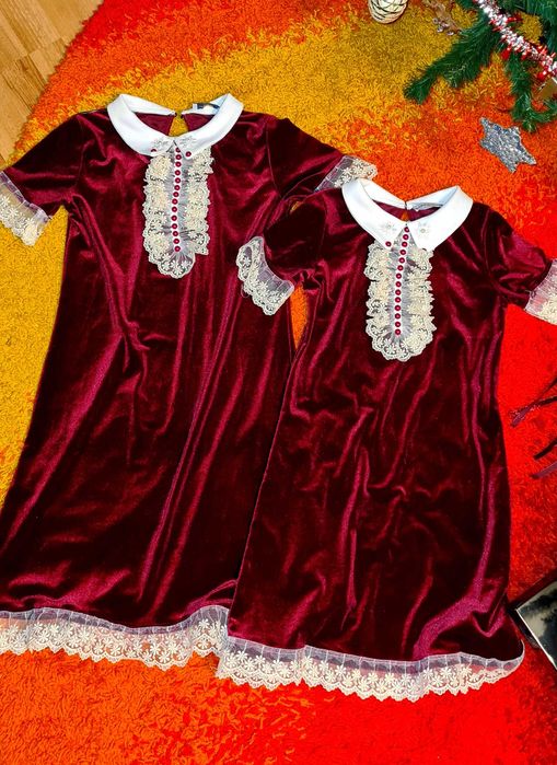 Set rochii mama fiica din catifea
