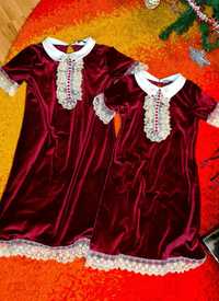 Set rochii mama fiica din catifea