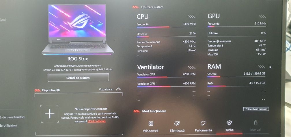 Laptop Asus Rog Strix G15 Ryzen 9 5900hx, RTX 3070TI, 300HZ, 16GB, 1TB