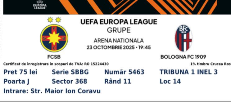 Vand Bilete Fcsb-Bologna