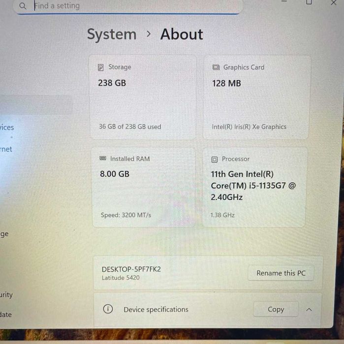 14' IPS FHD, Core i5-1135G7 Dell Latitude 5420, 256GB NVMe SSD 8GB RAM