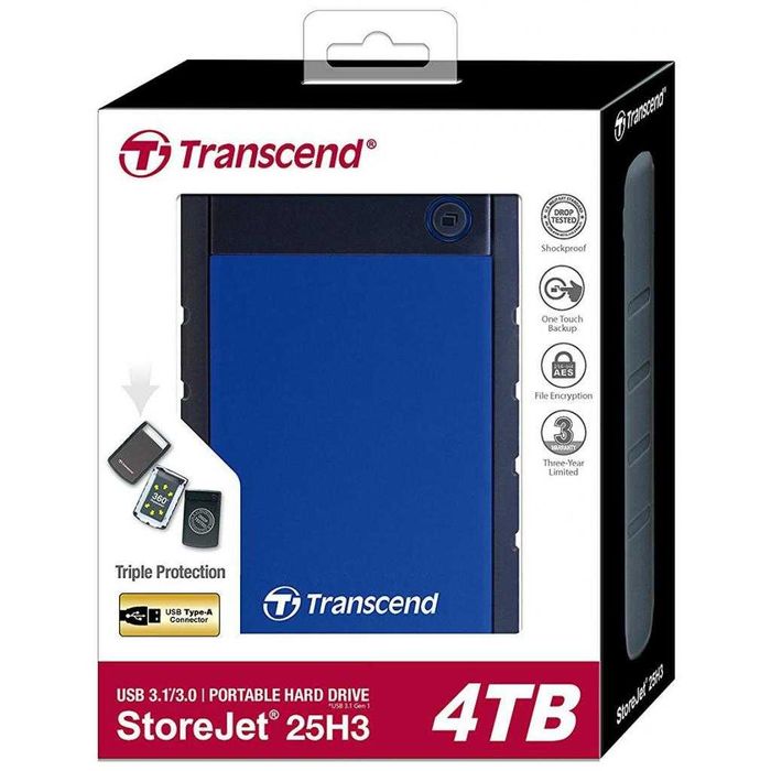 Жёсткий диск, внешний HDD StoreJet 25H3. 4TB Transcend. Запечатанный