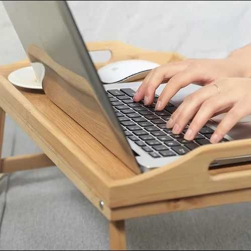 Сгъваема бамбукова масичка за лаптоп и закуска в леглото Ruhhy