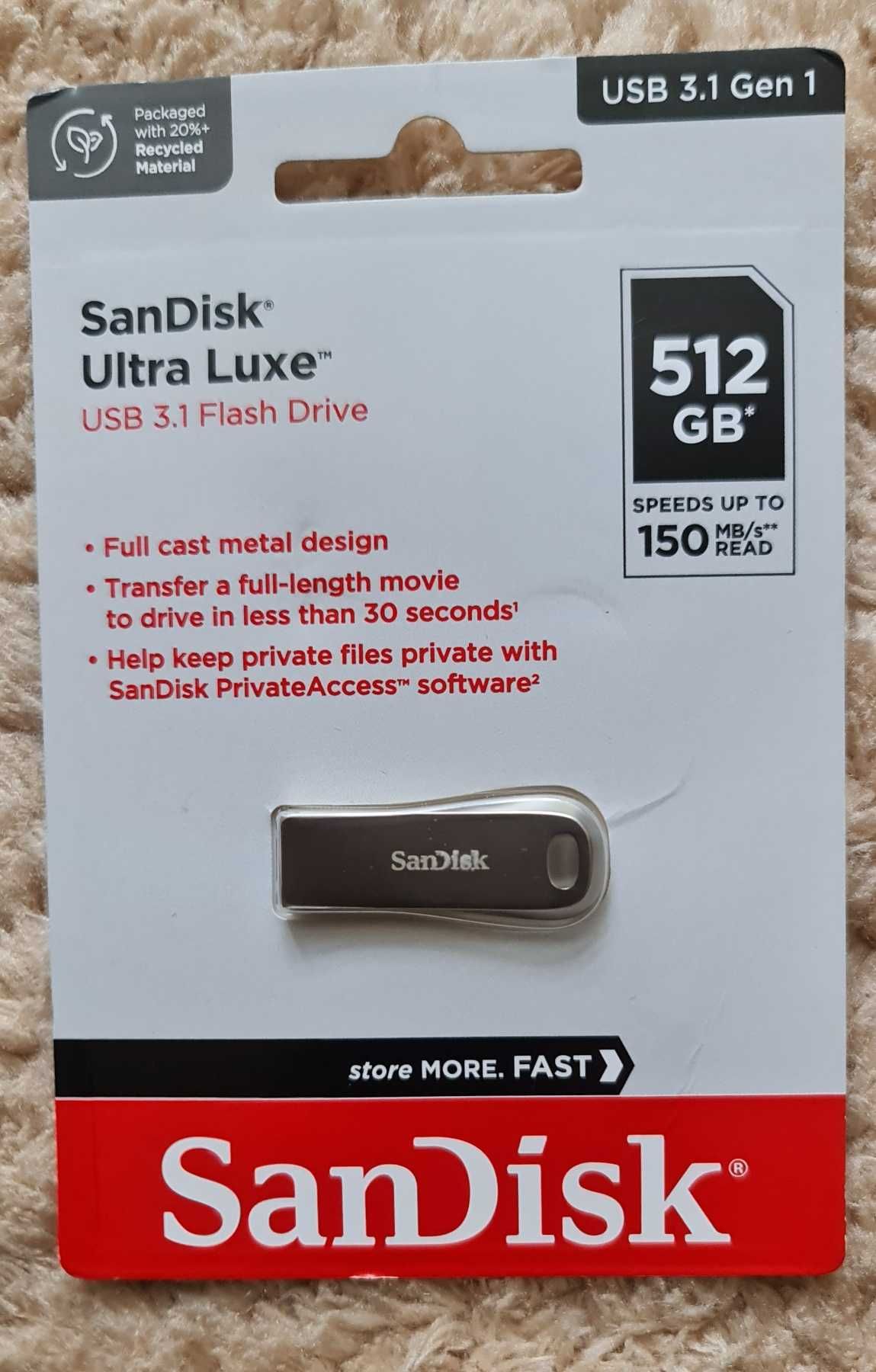 USB Flash памет SanDisk Ultra Luxe, 512 GB, USB 3.1