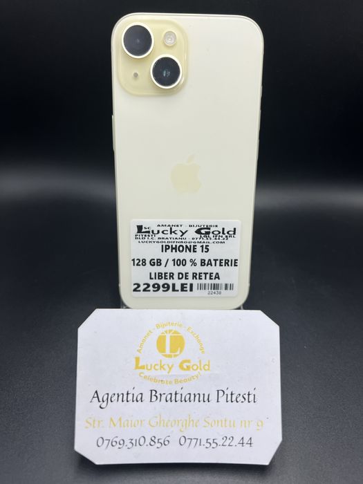 Iphone 15 128GB 100% Baterie Liber de retea cod produs 22438