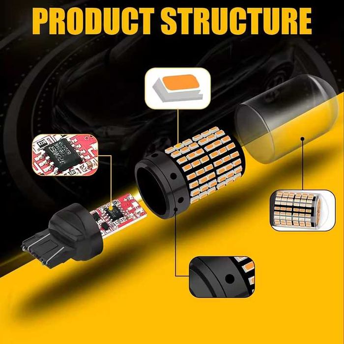 Set (2 bucati) becuri LED 21W semnalizare galben portocaliu chihlimbar