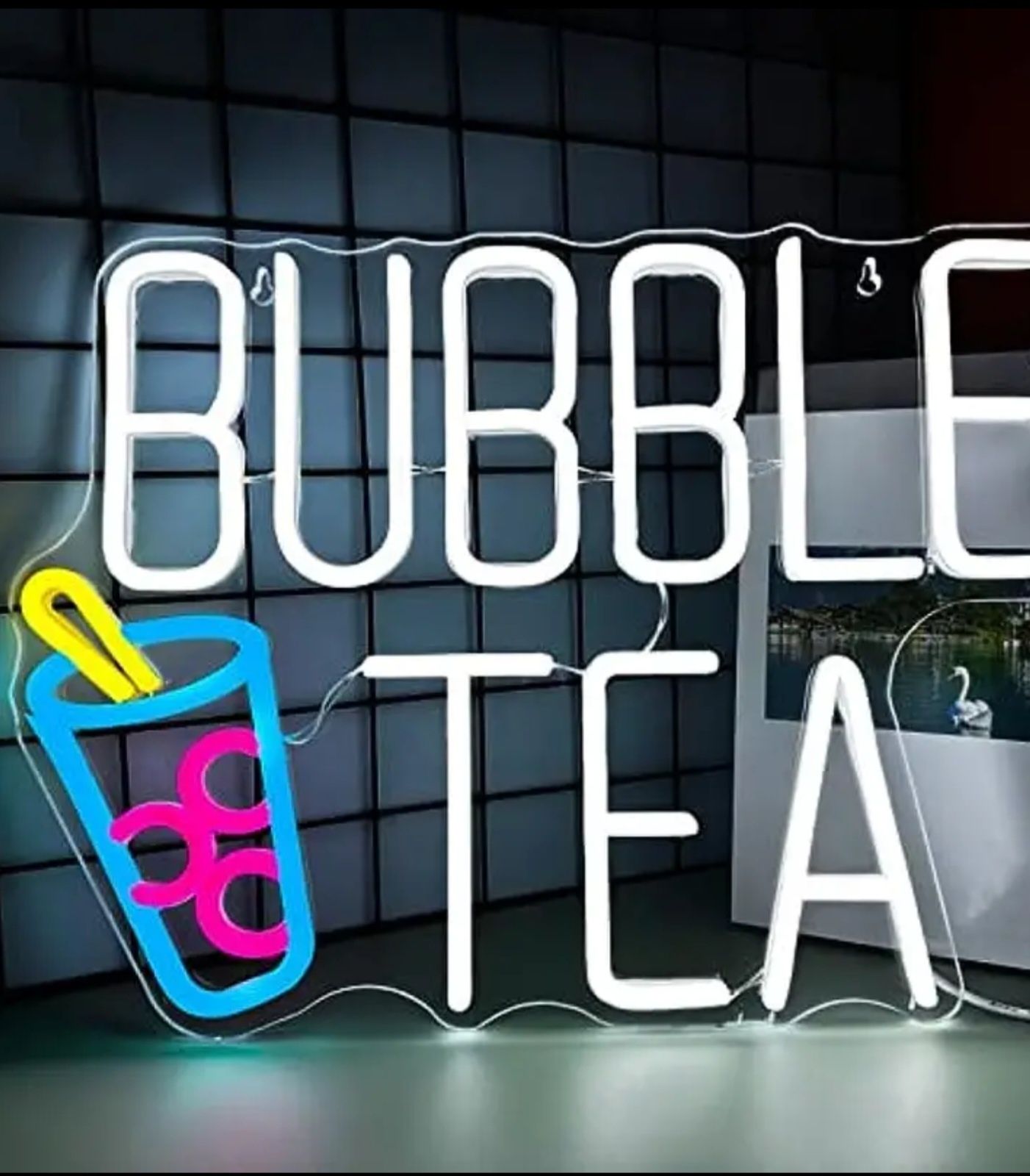 Afis neon led, bubble tea, reclama luminoasa