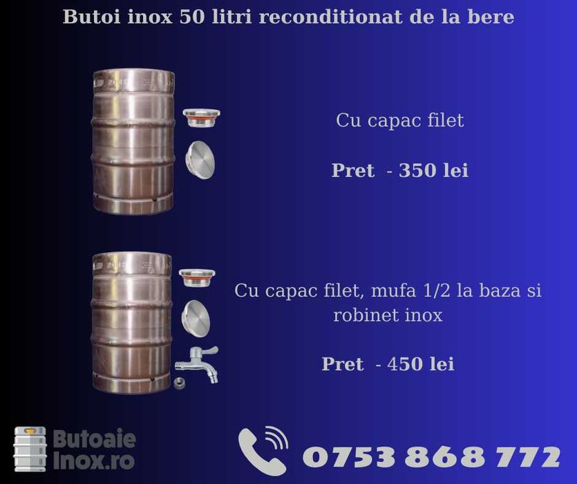 Butoi inox alimentar pentru vin 300 litri cu robinet