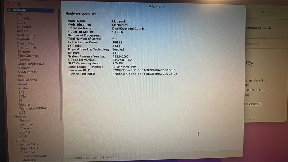 Mac Mini Late 2014 A1347 1,4 GHz Dual-Core Intel i5 4GB RAM 250GB SSD