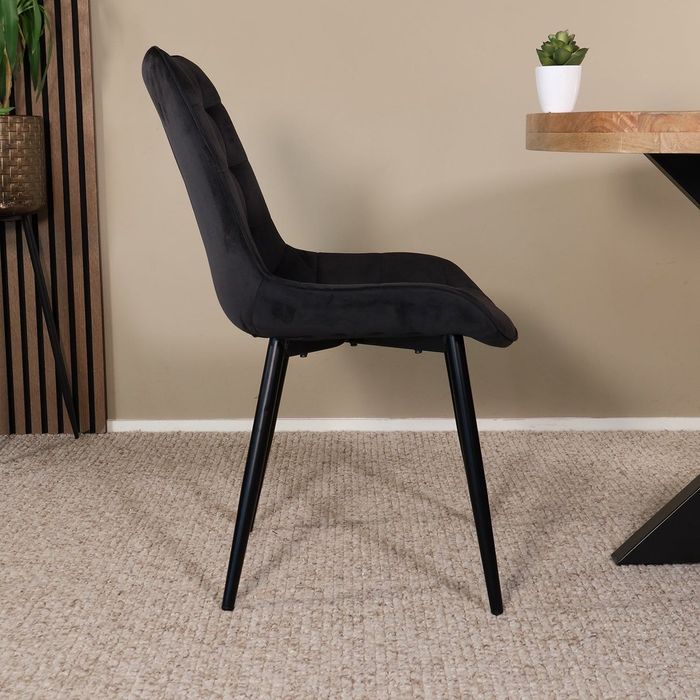 Set 4 scaune pentru bucatarie, tapiterie catifea, negru, 40x46x83cm