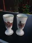 Set 2 pahare porțelan Bourges France – vintage, 14 cm