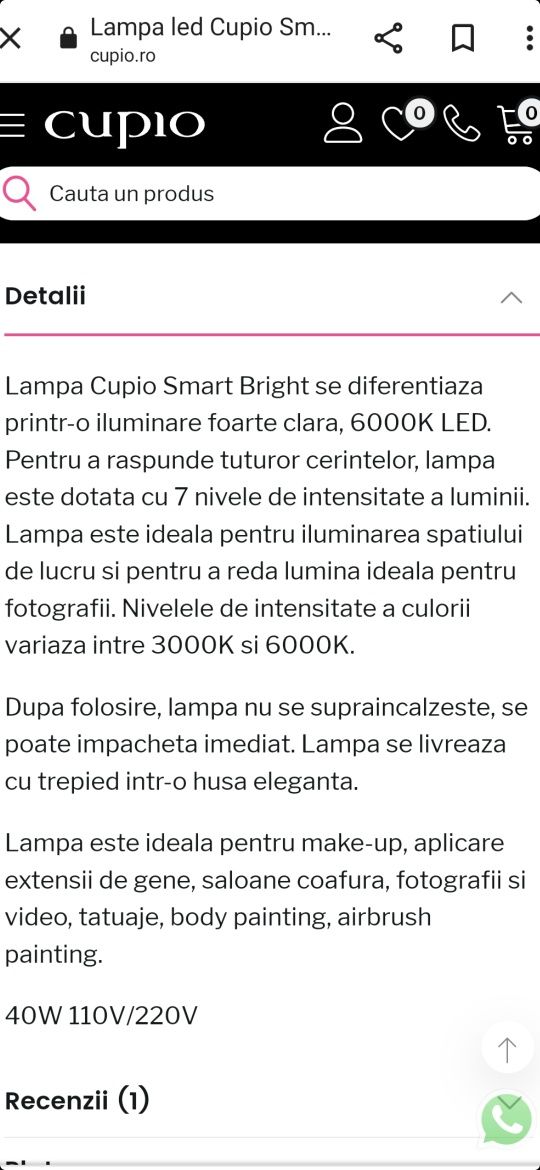 Lampa Cupio Smart Bright