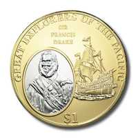 $1 Fiji 2009, Explorers of the Pacific Sir Francis Drake/Elizabeth II,