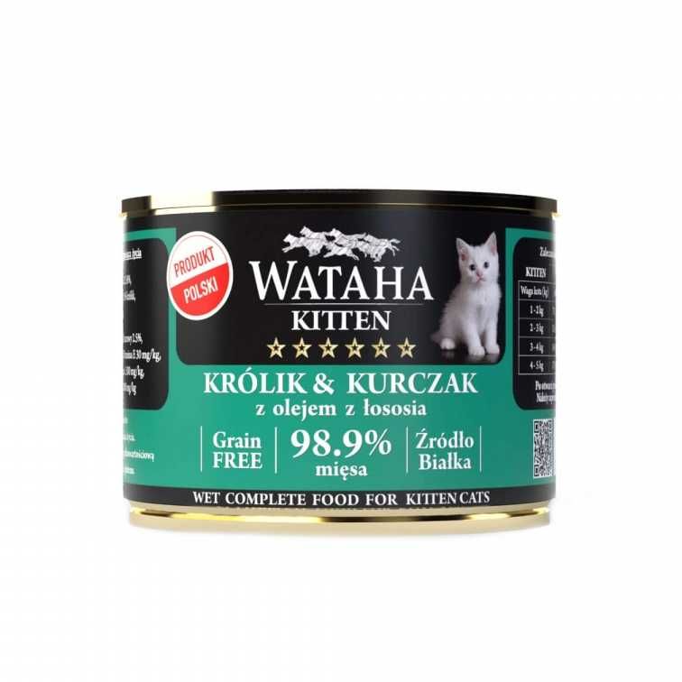 Conserva Wataha HUNT Kitten, 98.9% Carne, Cu Iepure Si Pui, 200g