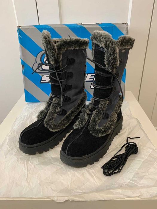 Cizme dama Skechers (snow boots) piele naturala marime 37.5 (24.5 cm)