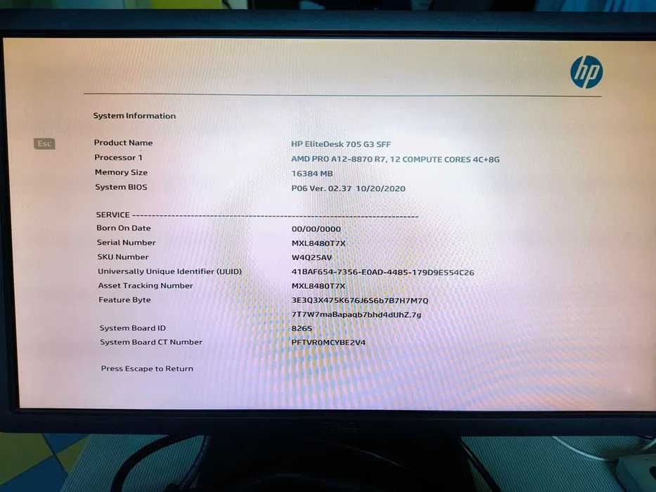 HP EliteDesk 705 G3 - SFF,A12 9800 / 3.8 GHz - RAM 16 GB DDR4
