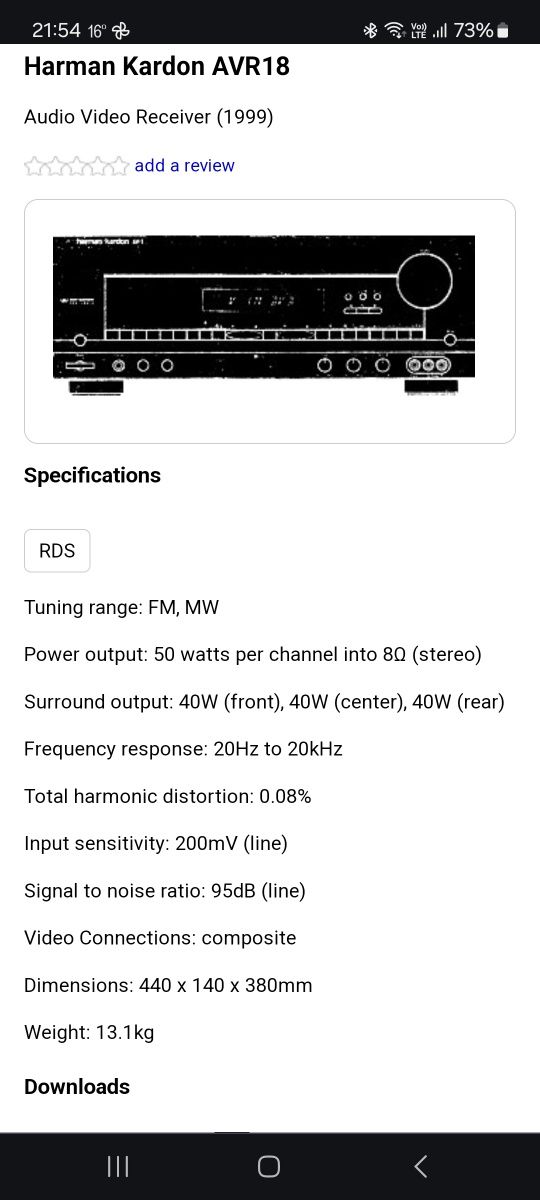 Amplificator Harman Kardon AVR 18 RDS