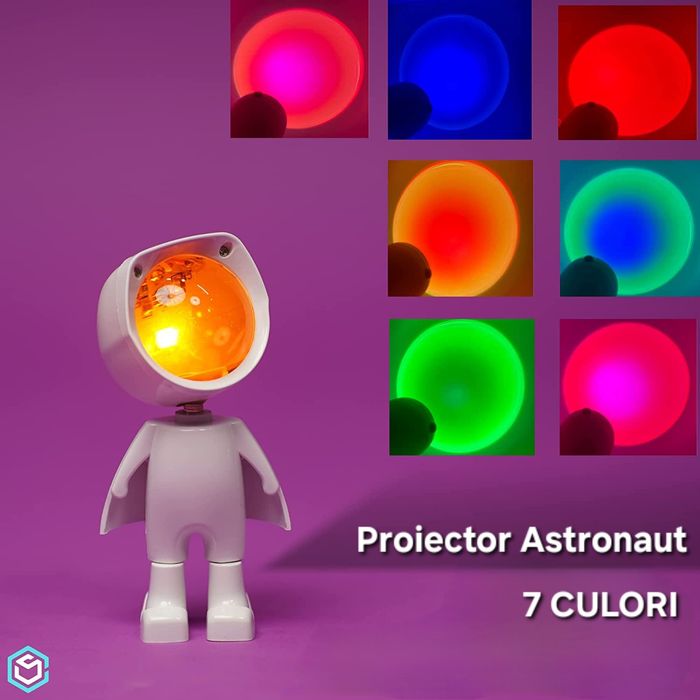 Proiector Astronaut 7culori. Intensitate reglabilă Touch. Reîncarcabil