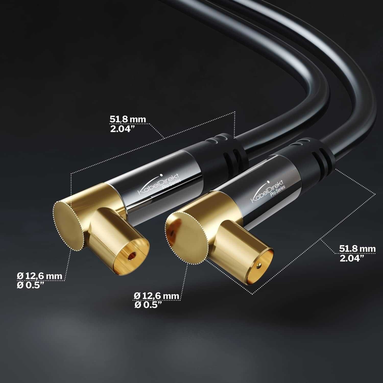 CableDirect – 2x 4K Коаксиален кабел, TV кабел 90° ъглови
