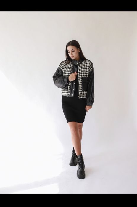 Новая. Стильная куртка. Гусиная лапка эко кожа