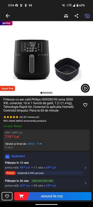 Air fryer Philips HD9285/93 seria 5000 XXL