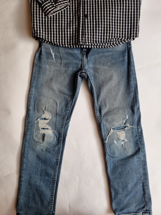 Свежа карирана риза Topolino и дънки H&M, размер 128 см.