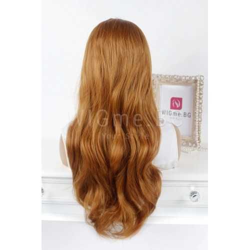 Дълга кестенява лейс фронт перука на вълни Ники