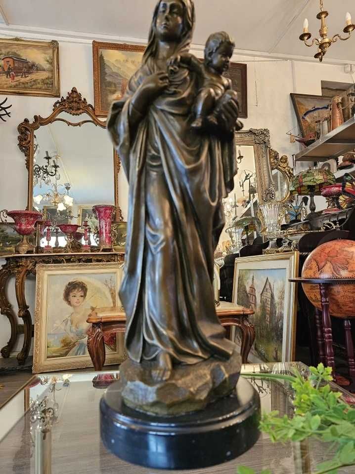 Statueta din bronz" Fecioara Maria cu pruncul Iisus"