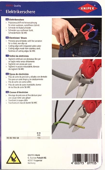 Knipex електричарска ножица, кабелорез, резачки, внос от Германия
