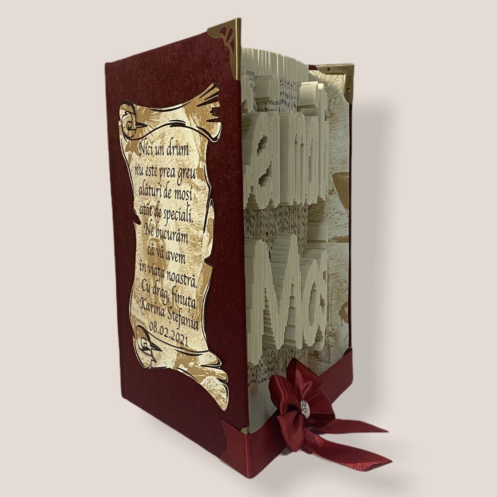 Carte sculptata personalizata cadou - Book folding Romania