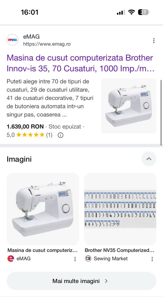 Masina de cusust computerizata Brother NV35